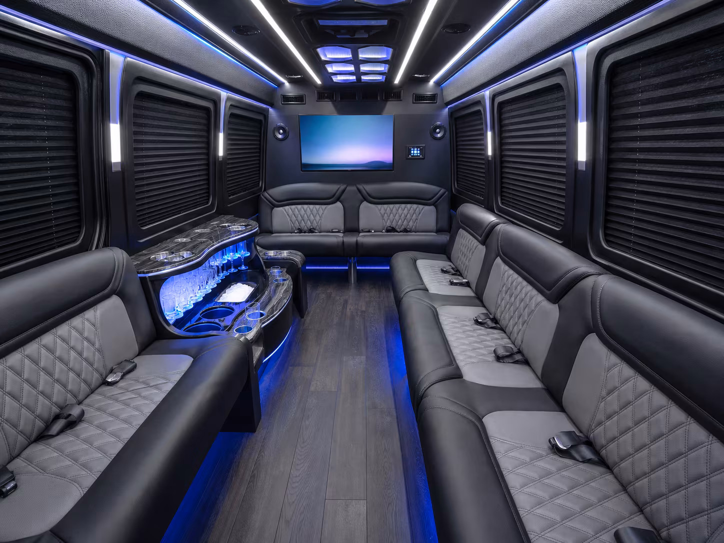 davenport 15 passenger party bus interior