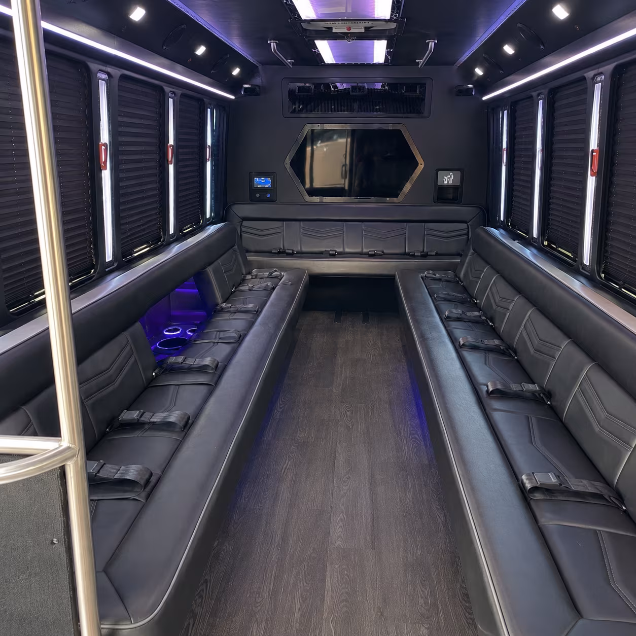 davenport 18 passenger party bus interior