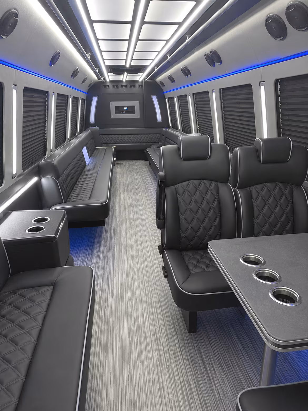 davenport 25 passenger party bus inside