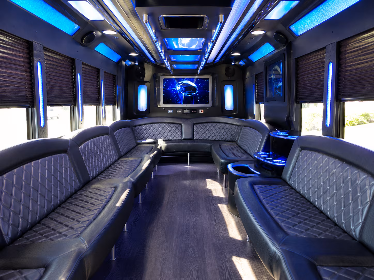 davenport 28 passenger party bus inside