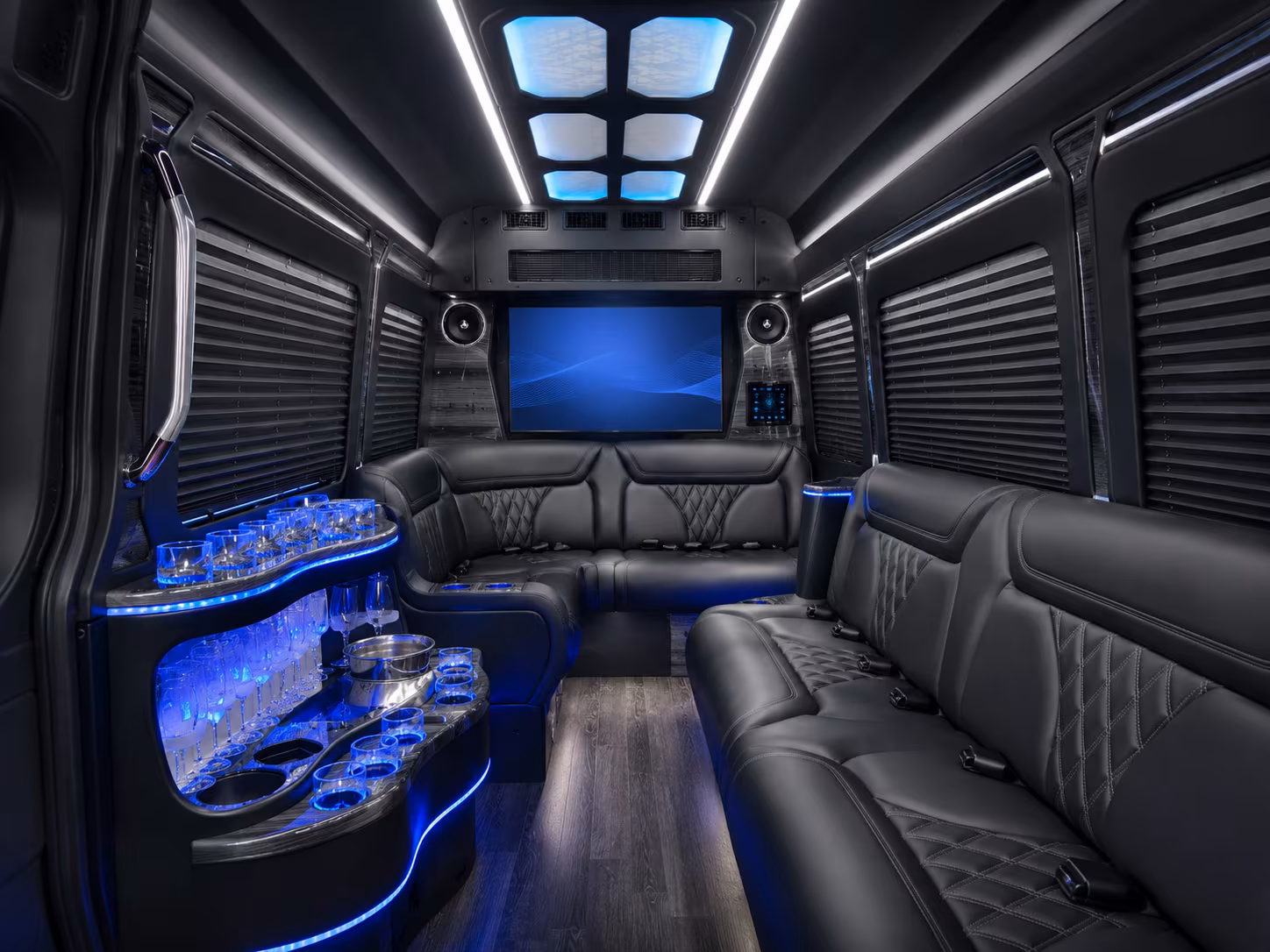 davenport 30 passenger party bus inside