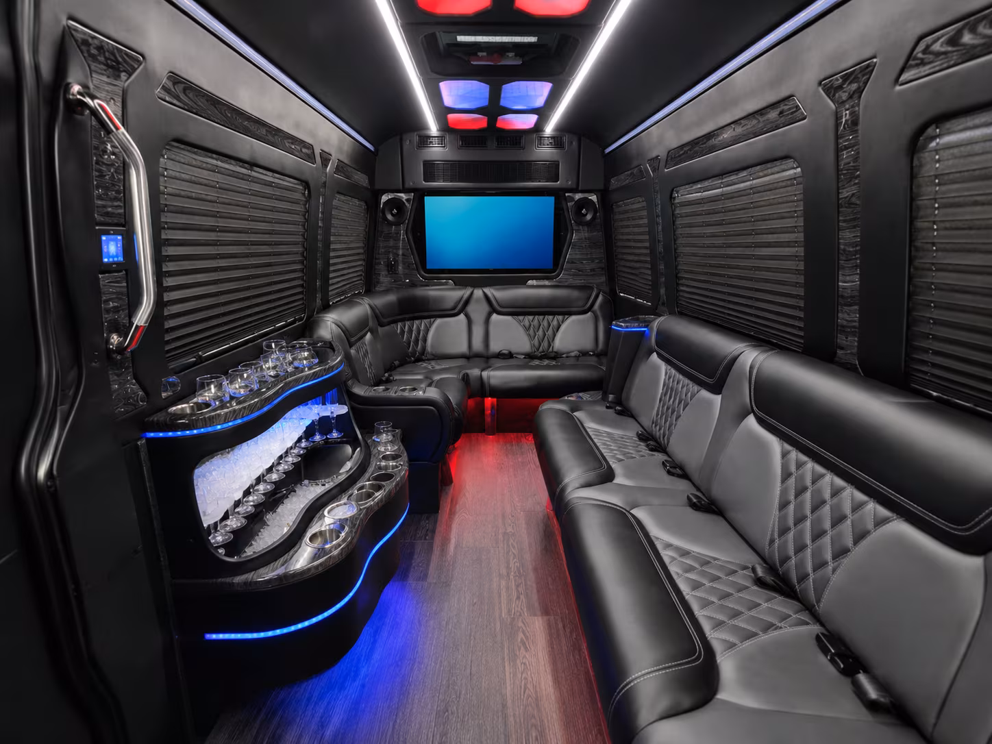 davenport 50 passenger party bus interior